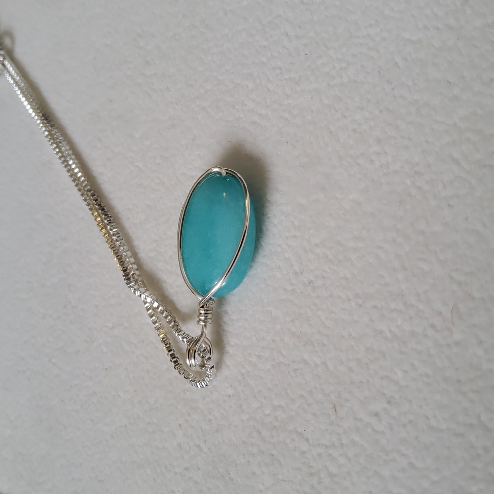 Sterling Silver Aquamarine Necklace 30” *Last One* - Picture 3 of 9